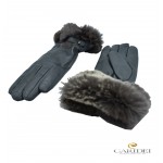 Guanto donna in vera pelle nappa foderato cashmere con polso rex.